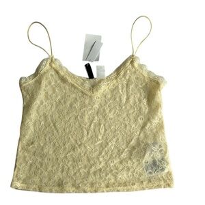 Divided Lace Top in Light Yellow